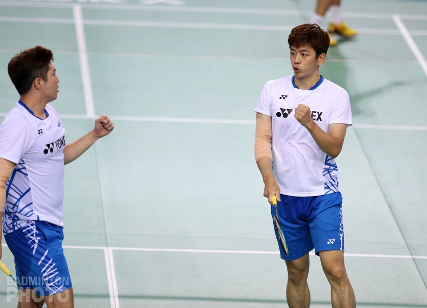 Kim Gi Jung and Lee Yong Dae at the 2018 Korea Open