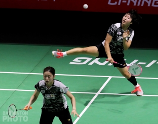 Kim Hye Rin and Baek Ha Na in action at the 2018 Fuzhou China Open