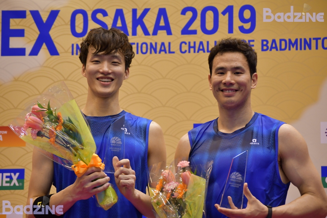 Shin Baek Cheol / Ko Sung Hyun (KOR) after winning the 2019 Osaka International Challenge
