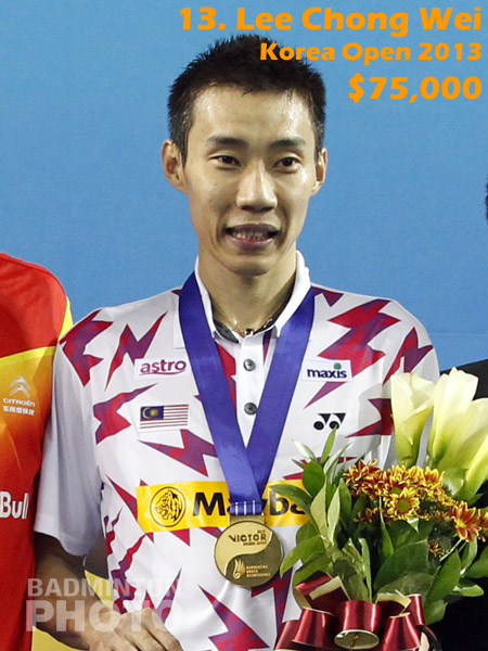 13. Lee Chong Wei - 2013 Korea Open, $75,000