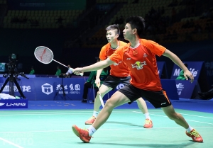 Huang Kaixiang and Zheng Siwei at the 2014 China Open