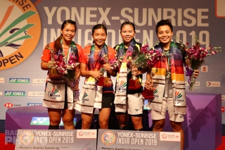 2019 India Open women's doubles podium
