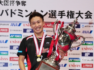 Kento Momota, after winning the 2015 All Japan Championship title