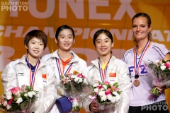 The women's singles podium at the 2010 World Championships