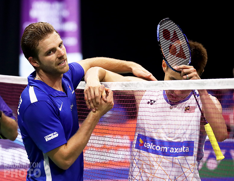 Brice Leverdez played out of skin, recovering from losing the second game by review, to put out one of the tournament favourites Lee Chong Wei. By Michael Burke, Badzine Correspondent. Photos: […]