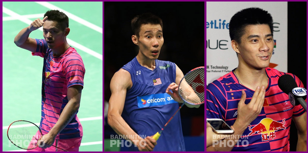 4-time Olympians (from left): Lin Dan (CHN), Lee Chong Wei (MAS), Fu Haifeng (CHN)