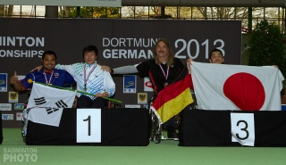 Men's singles podium at the 2013 World Para-Badminton Championships