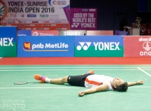 Kento Momota, upon winning the 2016 India Open